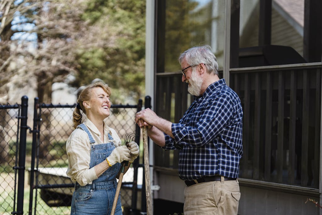 Elderly Couple Having a Conversation